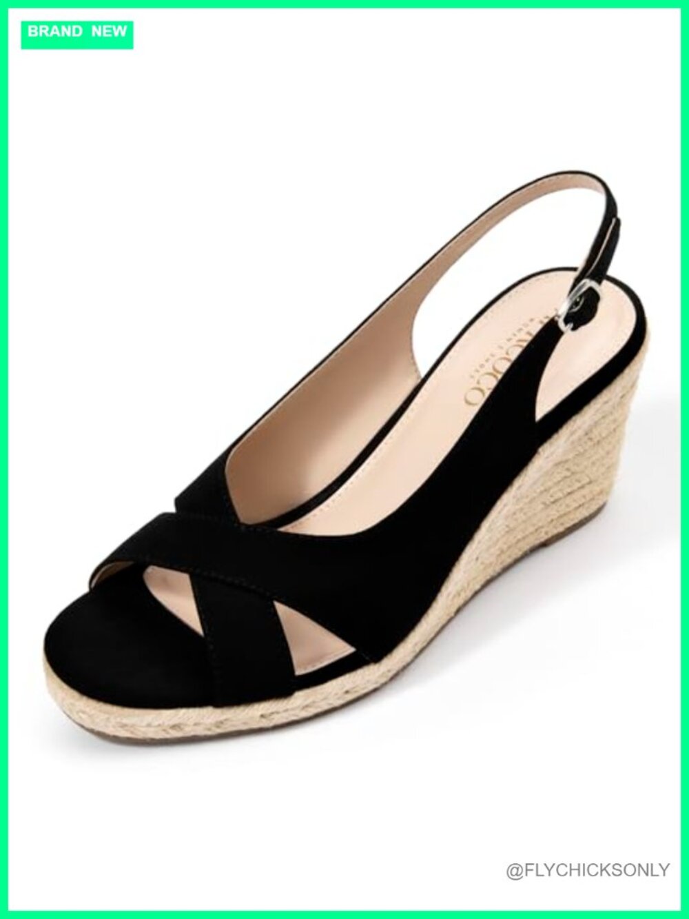 Suede Wedge Sandals Espadrille Platform Open Toe Adjustable Slingback Heels